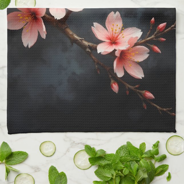 Vietnamese Peach Blossom Art Geschirrtuch (Gefaltet)