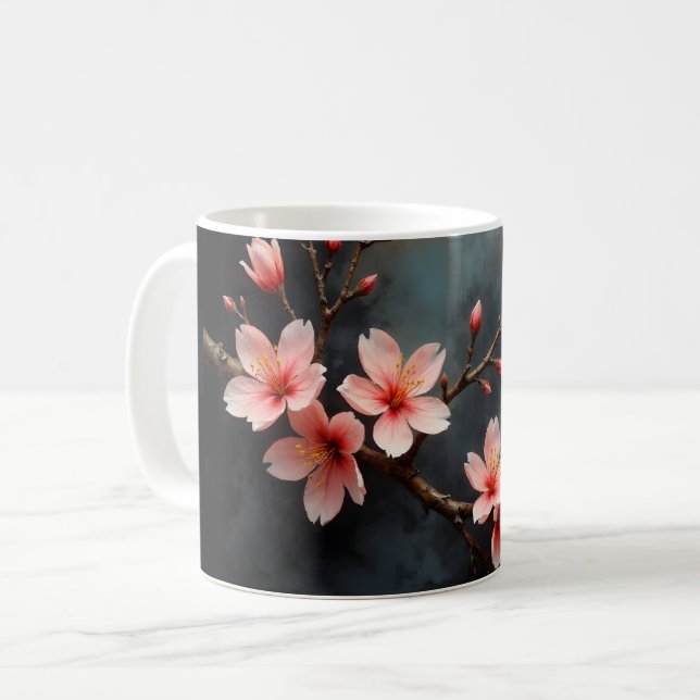 Vietnamese Peach Blossom Art Kaffeetasse (Vorderseite Links)