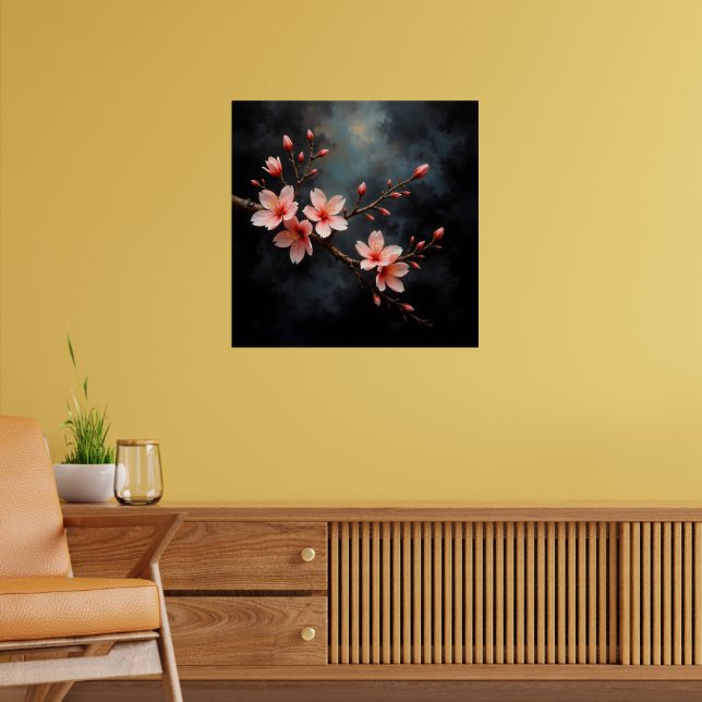Vietnamese Peach Blossom Art Poster (Wohnzimmer 2)