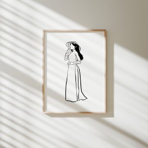 Vietnamesisch Ao Dai Frau mit Non-La-Ink-Poster Poster