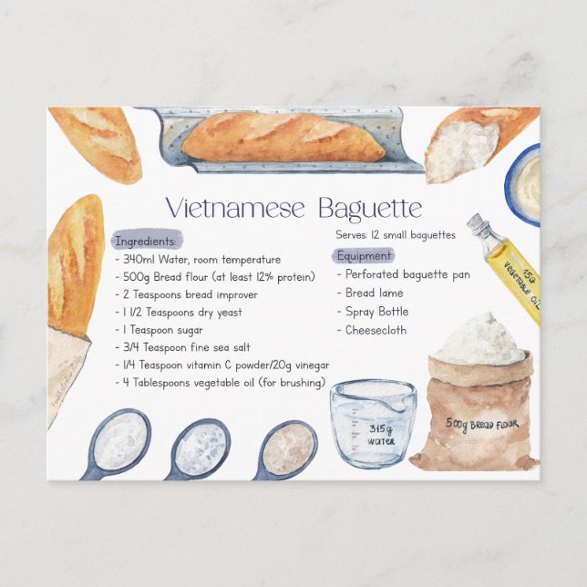 Vietnamesisch Baguette Recipe Postcard Postkarte (Vorderseite)