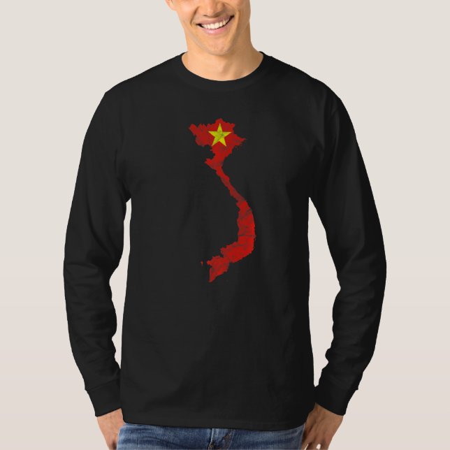 Vietnamesisch Flag Map Silhouette Kontur Reisen As T-Shirt (Vorderseite)