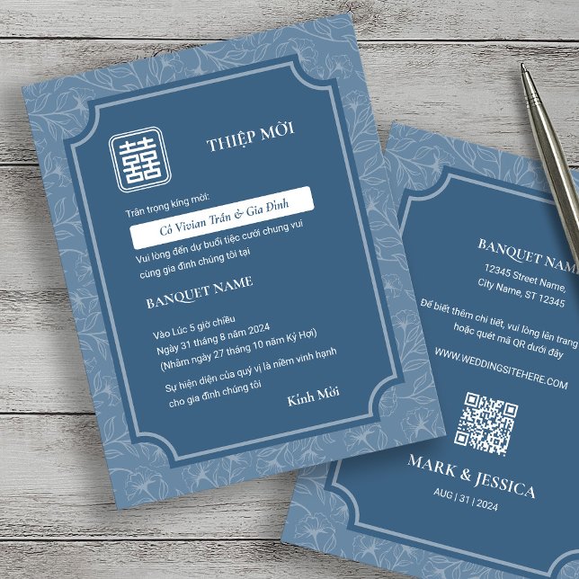 Vietnamesisch Grayish Blue Song Hy Wedding Thiep M (Von Creator hochgeladen)