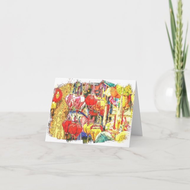 Vietnamesisch Lantern geflochtene Notecard Dankeskarte (Vorderseite)