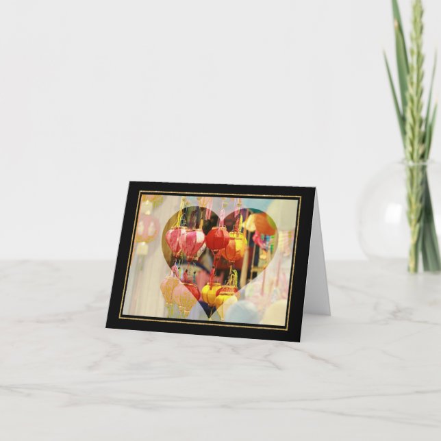 Vietnamesisch Lantern geflochtene Notecard Dankeskarte (Vorderseite)