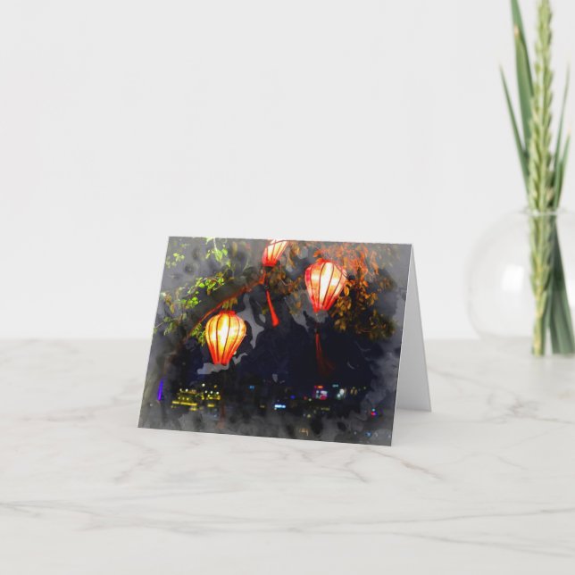 Vietnamesisch Lantern geflochtene Notecard Dankeskarte (Vorderseite)