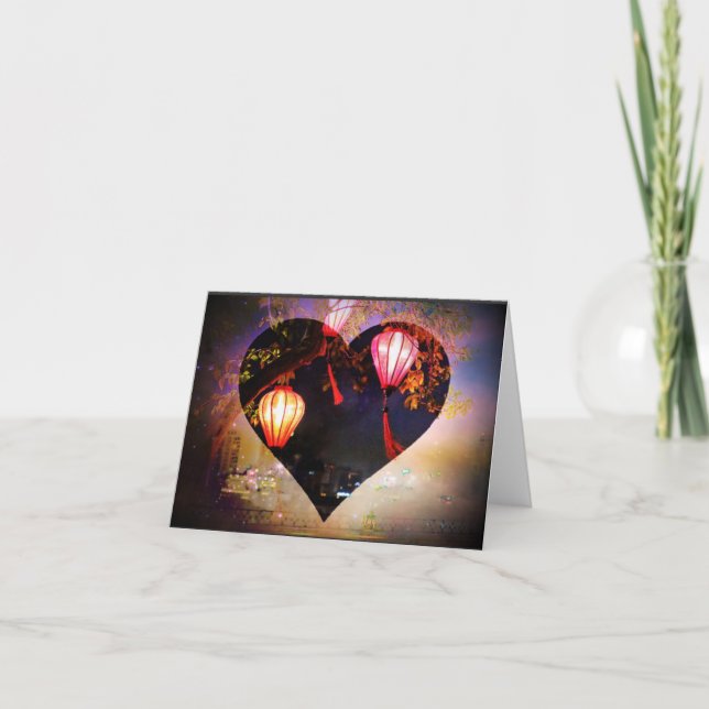 Vietnamesisch Lantern geflochtene Notecard Dankeskarte (Vorderseite)