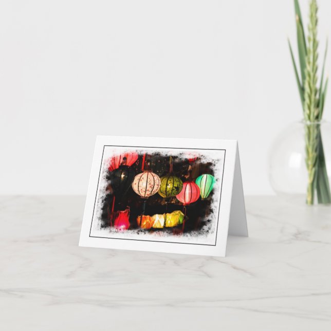 Vietnamesisch Lantern geflochtene Notecard Dankeskarte (Vorderseite)