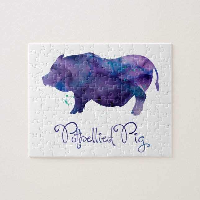 Vietnamesisch Potbellied Pig Watercolor Design Puzzle (Horizontal)