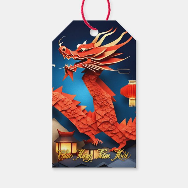 Vietnamesisch Red Dragon New Year hinzufügen Namen Geschenkanhänger (Vorderseite)