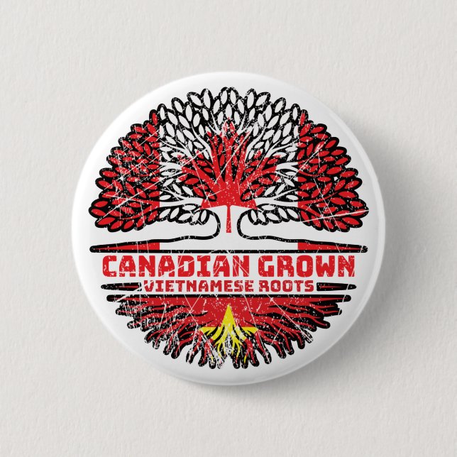 Vietnamesisch Vietnam Kanadischer Tree Roots Flag  Button (Vorderseite)
