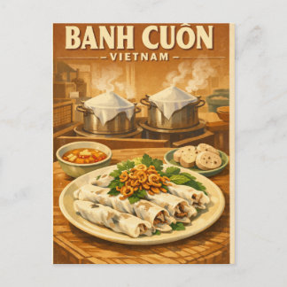 Vietnamesische Banh Cuon, in klassischem Retro-Sti Postkarte
