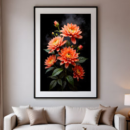 Vietnamesische Chrysantheme auf dem Mond Poster