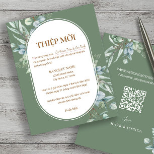 Vietnamesische Eukalyptus-Hochzeit Thiệp Mời mit Q