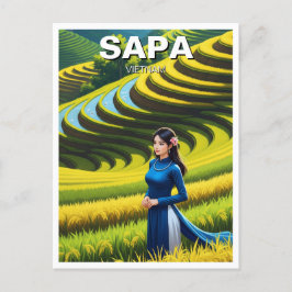 Vietnamesische Frau in Sapa Travel Postkarte