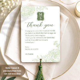 Vietnamesische Hochzeit Ranunculus Grüne Dankeskar Dankeskarte