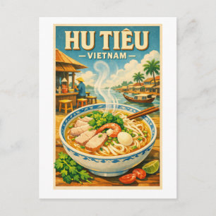 Vietnamesische Hu Tieu, in einem klassischen Retro Postkarte
