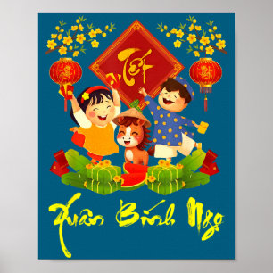 Vietnamesische Neujahrsdekorationen Tet-Illustrati Poster