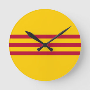 Vietnamesische Südflagge - Vietnam Cờ vàng Ba  Runde Wanduhr