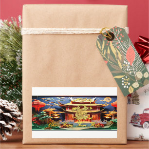 Vietnamesischer Drache Neujahr 2024 Temple RS Rechteckiger Aufkleber