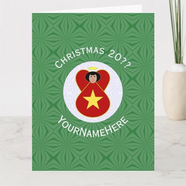 Vietnamesischer Flaggenangel Weihnachten Personali Karte (Vorderseite)