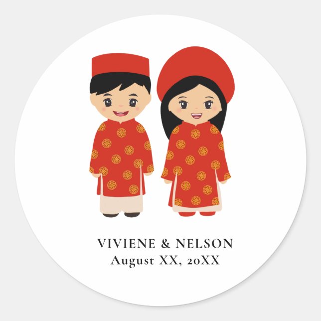 Vietnamesischer Hochzeitsticker Runder Aufkleber (Vorderseite)