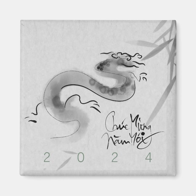 Vietnamesischer Originaldrache Jahr 2024 SqM Magnet (Vorne)