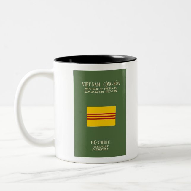 Vietnamesischer Pass- Flagge von Südvietnam Zweifarbige Tasse (Links)