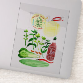 Vietnamesischer Reißepapier Rolls Recipe Watercolo Aufkleber