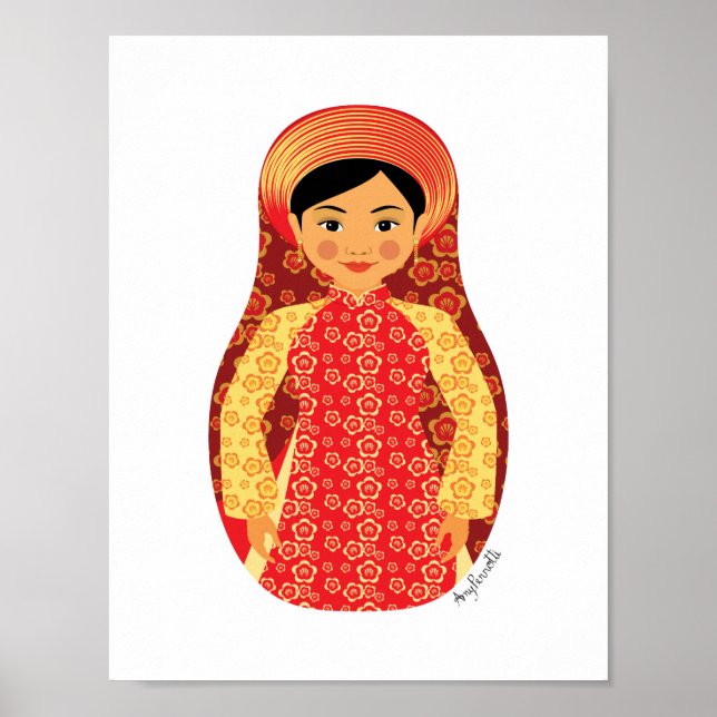 Vietnamesisches Feuer-Matryoshka-Poster Poster (Vorne)