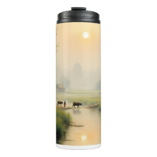Vietnamesisches Morgen-Nebel-Dorf Wasserfarben-Kun Thermosbecher