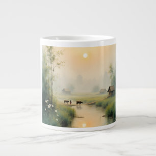 Vietnamesisches Morgennebel-Dorf Wasserfarbenkunst Jumbo-Tasse