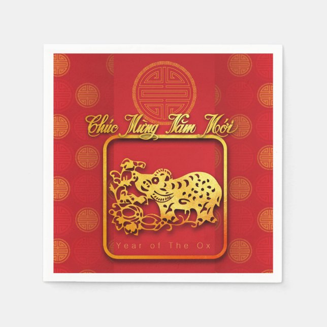 Vietnamesisches Neujahr OX-Papier-PN Serviette (Vorderseite)