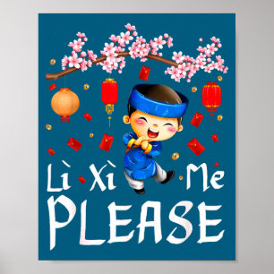 Vietnamesisches Neujahrsfest Li Xi Me Bitte Ao Dai Poster