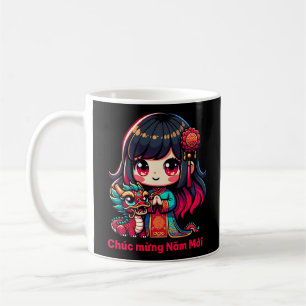Vietnamesisches Neujahrsmädchen & Roter Drache Kaffeetasse