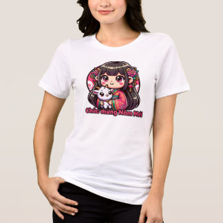 Vietnamesisches Neujahrsmädchen und Ziege Tri-Blend Shirt