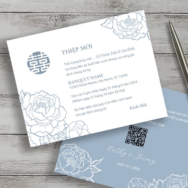 Vietnamesisches Peony Song Hy Wedding Thiemp Mon i (Front & Back)