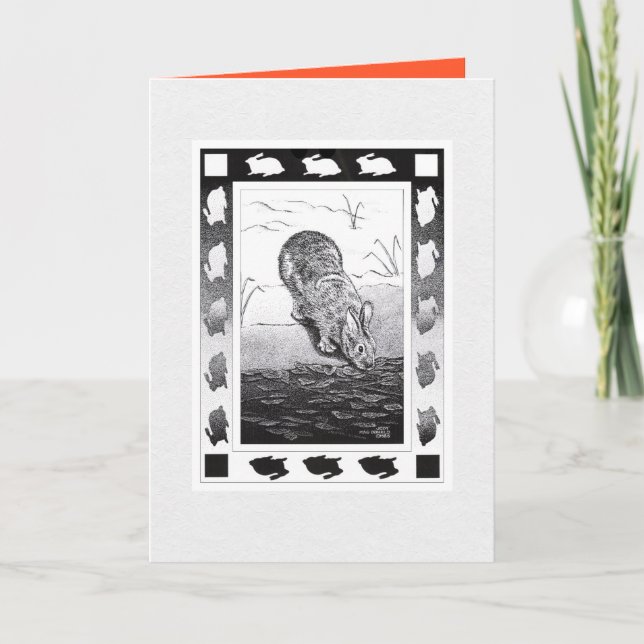 Vietnamesisches Rabbit - Neujahr: geklappte Grußka Karte (Vorderseite)