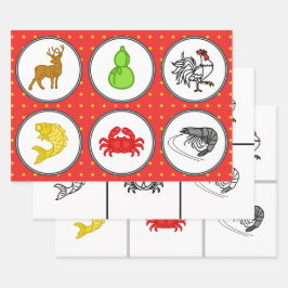 Vietnamesisches Spiel - 3 Wettmatten Geschenkpapier Set