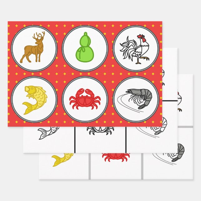 Vietnamesisches Spiel - 3 Wettmatten Geschenkpapier Set (Set)