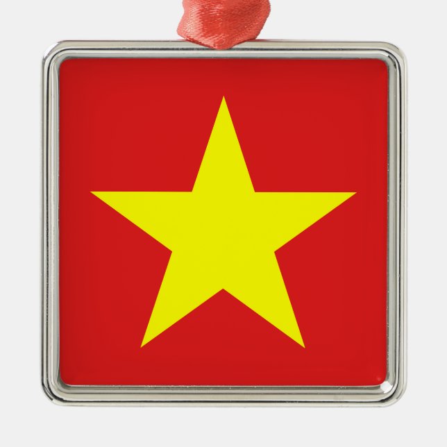 Vietnamflagge Gelbe Star Metal Ornament (Vorne)