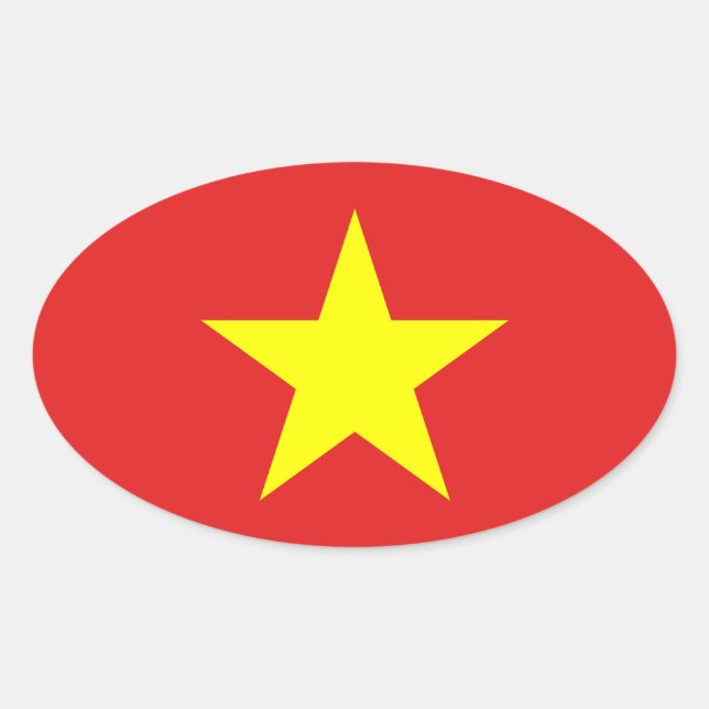 Vietnamflagge Gelber Star Oval Aufkleber (Vorderseite)