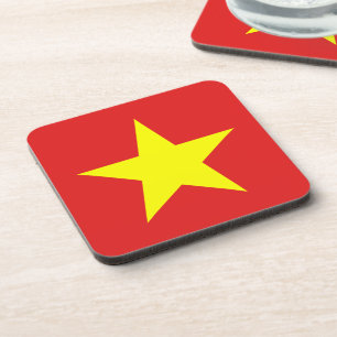 Vietnamflagge Gelber Star Square Untersetzer