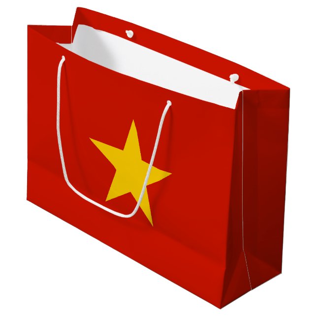Vietnamflagge Große Geschenktüte (Vorderseite Schrägansicht)