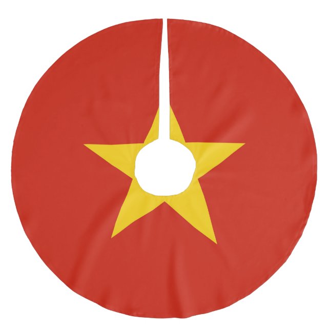 Vietnamflagge Polyester Weihnachtsbaumdecke (Vorderseite)