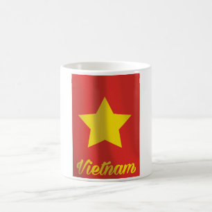 Vietnamflagge Vintage Reiseplakat Kaffeetasse