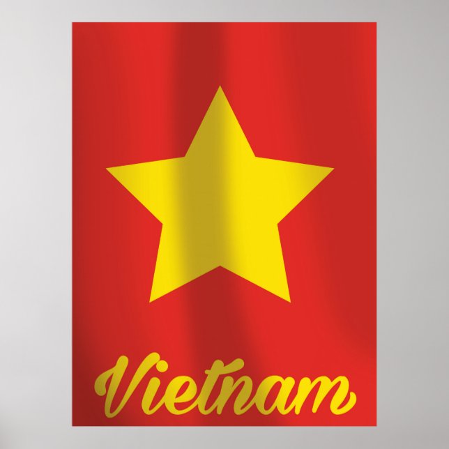 Vietnamflagge Vintage Reiseplakat Poster (Vorne)