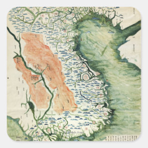 VietnamPanoramic MapVietnam Quadratischer Aufkleber