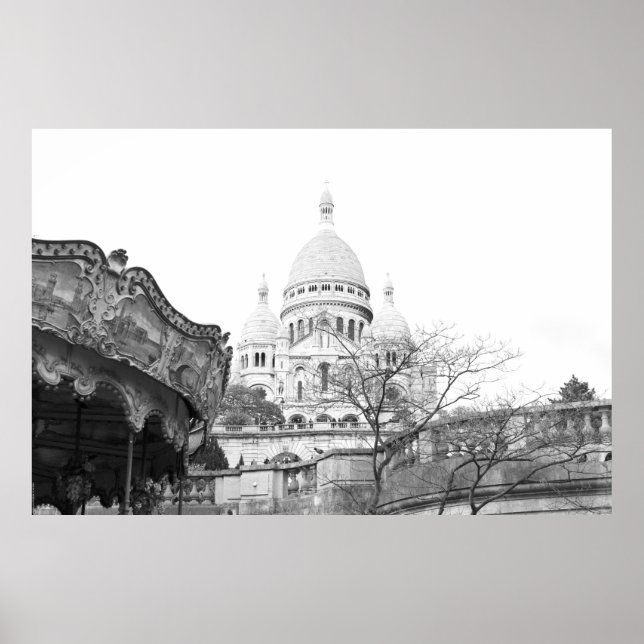 Vieux carrousel Sacré-Coeur de Montmartre Paris Poster (Vorne)
