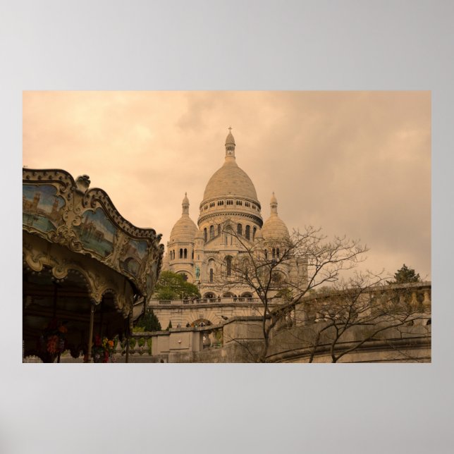 Vieux carrousel Sacré-Coeur de Montmartre Paris Poster (Vorne)